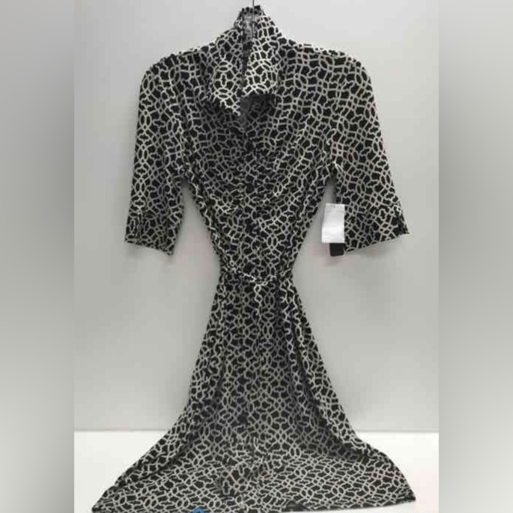 Laundry By Shelli Segal khaki and black Geometric Dress new with tags